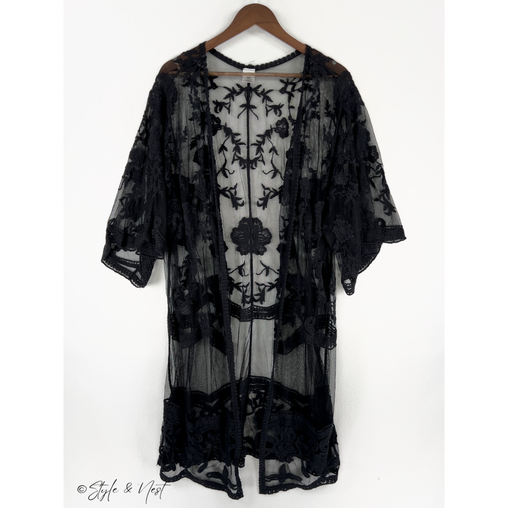 Women's Whimsigoth Floral Sheer Cardigan Whimsical Fairy Bohemian Witchy Large